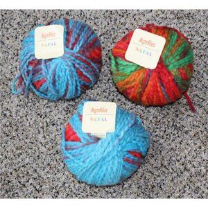NEW Katia Nepal Lot of Yarn Earthy Tones Blue Red Green Wool Blend